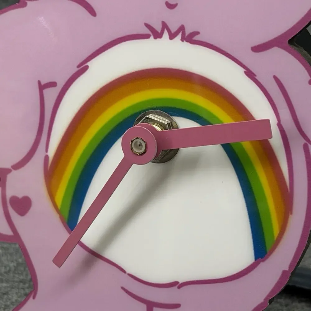 Care Bear Cheer Bear Analog Table Top Clock Kidcore Kawaii Pastel Decor WORKS